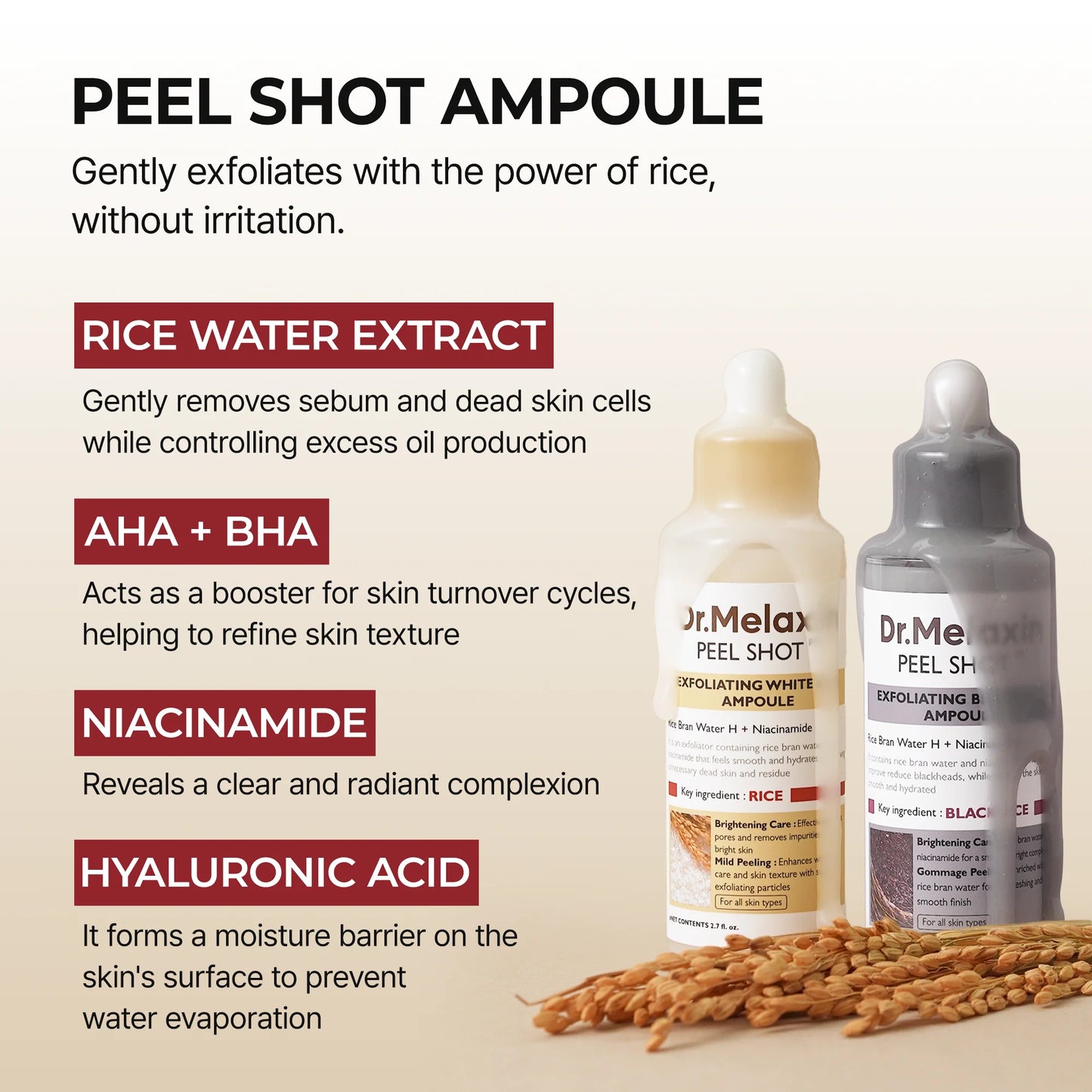 K-Beauty Glow Secret – Dr. Melaxin Peel Shot Glow Rice Line